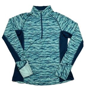 Patagonia Pullover Women Medium Green Patterend All Weather Zip Neck Long Sleeve